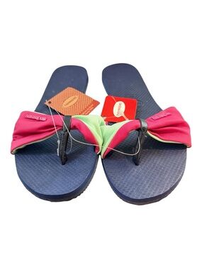 Havaianas Women’s Navy Blue Bow Flip Flops Size 9/10 NWT